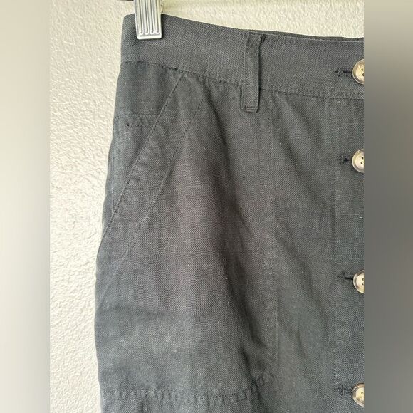 & OTHER STORIES Lyocell Linen Blend Pencil Button Front Midi Skirt Black Size 2 - Picture 4 of 11